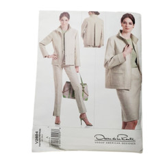 Vogue V2854 Oscar de la Renta Patrón de Costura Mujer Talla 6-10 Chaqueta Falda Pantalones segunda mano  Embacar hacia Mexico