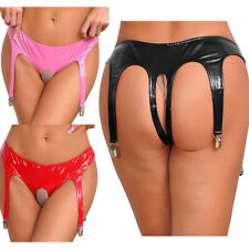 Roupa íntima feminina tanga virilha aberta couro envernizado cuecas lingerie brilhante festa comprar usado  Enviando para Brazil