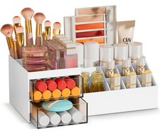 Organizador de maquiagem com gavetas, organizador de mesa de plástico para cosméticos (branco) comprar usado  Enviando para Brazil