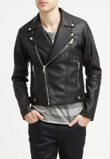 Jaqueta de couro preta masculina preta 100% pele de cordeiro casaco de motociclista comprar usado  Enviando para Brazil