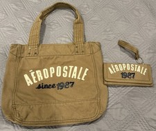 Bolsa tote Y2K Aeropostale 1987 conjunto carteira combinando bolsa de lona marrom 2010 comprar usado  Enviando para Brazil