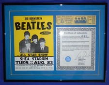 Ingresso original emoldurado dos Beatles 1966 Shea Stadium NYC ASSINADO CERTIFICADO DE AUTENTICIDADE BERNSTEIN comprar usado  Enviando para Brazil