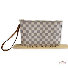 Autêntica bolsa de mão LOUIS VUITTON Damier Azur de lona Neverfull pochette com zíper, usado comprar usado  Enviando para Brazil
