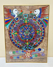 Pintura emoldurada maia asteca mexicana pássaros mandala arte sul-americana 15,5 x 11,5 comprar usado  Enviando para Brazil