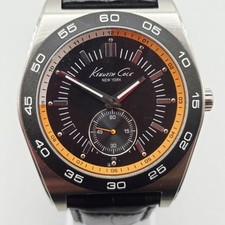 Usado, Relógio Kenneth Cole KC1445 mostrador preto, moldura Gunmetal pulseira de couro preto  comprar usado  Enviando para Brazil