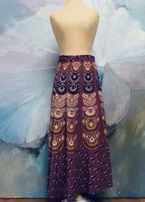Saia de algodão étnico indiano vintage estampa à mão linha A P/M boho roxo comprar usado  Enviando para Brazil