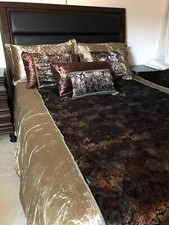 Usado, Conjunto de capa de edredom luxuosa de veludo queimado com travesseiros marrom. comprar usado  Enviando para Brazil
