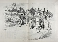 Usado, Triciclo ciclistas roda alta Ripley, Surrey Inglaterra, grande impressão antiga da década de 1880 comprar usado  Enviando para Brazil