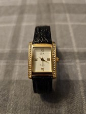 Vintage JBK Jackie Kennedy Camrose Kross Zegarek damski Złoty odcień Czarny Skóra na sprzedaż  Wysyłka do Poland