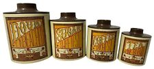 Conjunto de 4 latas de cozinha vintage Ransburg farinha açúcar café chá marrom retrô comprar usado  Enviando para Brazil
