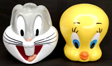 Recipiente de doces Looney Tunes Bugs Bunny Tweety Bird conjunto de 2 design divertido 1997 comprar usado  Enviando para Brazil