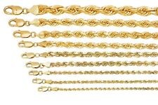 Collar colgante cadena cuerda corte diamante oro amarillo sólido 10k 1 mm-10 mm 16"-30" segunda mano  Embacar hacia Mexico