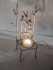 Suporte de vela arte popular indígena cadeira de arame de metal com peixe e bambu - 11 x 4,5" comprar usado  Enviando para Brazil