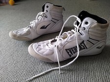 Botas De Boxe Everlast Couro Branco mistura superior Eua 13 Reino Unido 12 Top Estado comprar usado  Enviando para Brazil