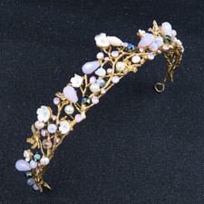 Tiara coroa pérola cristal colorido 4 cm de altura festa de casamento adulto concurso formatura comprar usado  Enviando para Brazil
