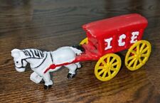 Brinquedo antigo de ferro fundido cavalo branco e carrinho de gelo treinador de palco carruagem vermelha vintage comprar usado  Enviando para Brazil