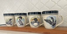 Conjunto Vintage de 4 Canecas de Café Folkcraft Loon Lake Scotty Z Patos Aves Aquáticas, usado comprar usado  Enviando para Brazil