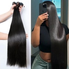 Pacotes de cabelo humano reto osso brasileiro extensões de cabelo remy virgem cru comprar usado  Enviando para Brazil