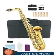Kit de saxofone alto plano dourado Eb com estojo de transporte e acessórios, usado comprar usado  Enviando para Brazil