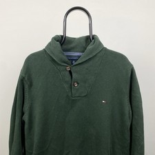 Suéter masculino TOMMY Hilfiger gola com zíper grande verde algodão comprar usado  Enviando para Brazil
