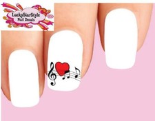 Conjunto de Decalques Waterslide De Unhas De 20-Notas de Música, Clave De Sol Com Coração comprar usado  Enviando para Brazil