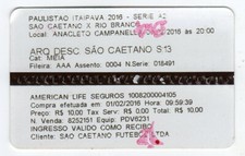Ticket BRA Sao Caetano - Rio Branco 09.02.2016, usado comprar usado  Enviando para Brazil