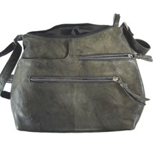 Ótima bolsa tiracolo de couro americana 10" X 9" X 4" muitos bolsos verde-cinza comprar usado  Enviando para Brazil