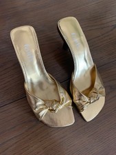 Gold leather heeled for sale  BRIGHTON