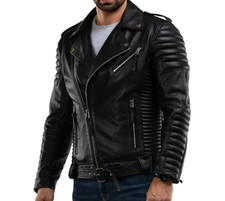 Jaqueta masculina acolchoada de couro preta para motociclista, usado comprar usado  Enviando para Brazil