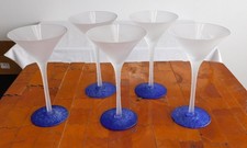 Cinco copos martini gansos voadores fosco vodca gansos cinza com vidro de arte cobalto comprar usado  Enviando para Brazil