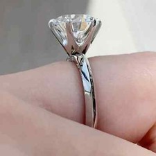 Anel de noivado redondo estilo borda faca moissanita 7,73 TCW folheado a ouro branco 14K comprar usado  Enviando para Brazil