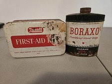 Kit antigo de primeiros socorros e sabonete em pó de bóraxo para as mãos. comprar usado  Enviando para Brazil