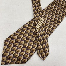 Gravata masculina vintage Ermenegildo Zegna Itália marrom padrão geométrico gola de seda comprar usado  Enviando para Brazil