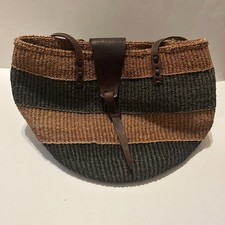 Bolsa tote vintage mercado de sisal tecido balde cesta bolsa de couro juta comprar usado  Enviando para Brazil