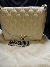 Moschino Bolsa de Mão de Couro Acolchoada Branca Barata e Chique Bolsa de Pó Bolsa de Ouro comprar usado  Enviando para Brazil