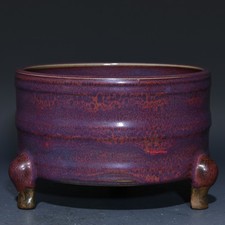 6,6" porcelana canção histórica dinastia jun forno porcelana esmalte roxo panela de três pés, usado comprar usado  Enviando para Brazil