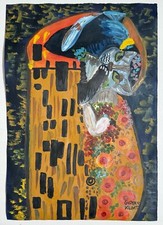 Gustav Klimt (feito à mão) desenho a óleo em papel antigo assinado e carimbado, arte vintage, usado comprar usado  Enviando para Brazil