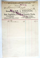 Recibo de 1894, Wm. A Wheatly, Fish Vegetables, Fruit, Baltimore, Maryland comprar usado  Enviando para Brazil