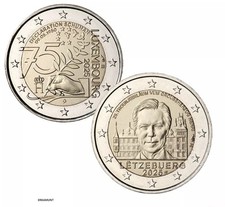 Używany, 2x2 euro Luksemburg '25 25. Rok wstąpienia na tron - 75. Rok Schumana - Deklaracja na sprzedaż  Wysyłka do Poland