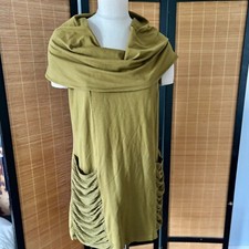Usado, Blusa túnica de malha elástica modelo algodão gola capuz verde oliva Chalet et Ceci EUA M comprar usado  Enviando para Brazil