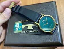 Vintage Technos Raro Mostrador de Pedra Verde Caixa Folheada a Ouro 14k Fivela Unissex Enrolamento comprar usado  Enviando para Brazil