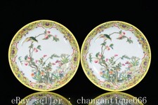 Par de pratos bandeja pássaro flor porcelana rosa família chinesa Qing Yongzheng 8,4" comprar usado  Enviando para Brazil