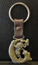 Chaveiro vintage Walt Disney Mickey Mouse letra inicial G couro bronze, usado comprar usado  Enviando para Brazil