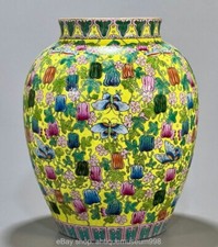 11.6" Qianlong marqué émail porcelaine papillon Melon Fruit Pot Pot Pot Pot Pot comprar usado  Enviando para Brazil