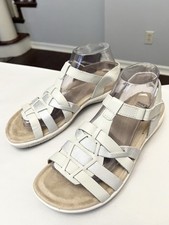 Sandálias femininas Earth Origins 8,5 Bria tiras areia couro branco biqueira aberta casual comprar usado  Enviando para Brazil