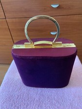 Bolsa de mão VNG camurça roxa estojo rígido alça tom dourado fecho cordão comprar usado  Enviando para Brazil