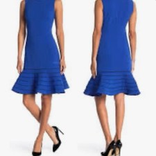 Vestido justo Calvin Klein escada acabamento de renda estilo sereia azul real tamanho 12, usado comprar usado  Enviando para Brazil