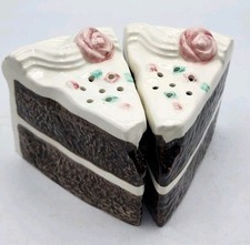 Shakers de sal e pimenta fatias de bolo de chocolate de cerâmica comprar usado  Enviando para Brazil