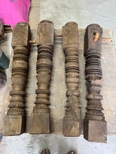 Pernas de cama indianas antigas de madeira dura esculpidas à mão design triplo do século XIX 4 pilares, usado comprar usado  Enviando para Brazil