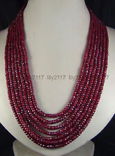 Lindo COLAR DE CONTAS DE PEDRAS PRECIOSAS FACETADAS DE JADE VERMELHO NATURAL 2X4MM 7 FIOS 17-23", usado comprar usado  Enviando para Brazil